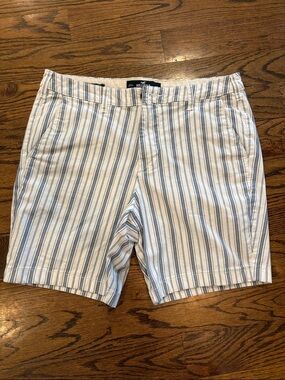 Hollister 7” Men's Shorts White with Blue Vertical Stripes